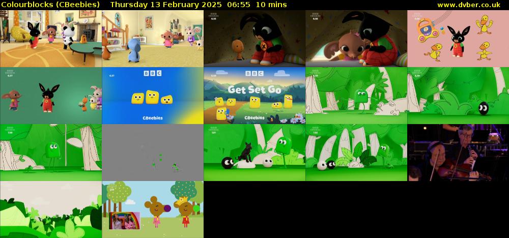 Colourblocks (CBeebies) Thursday 13 February 2025 06:55 - 07:05