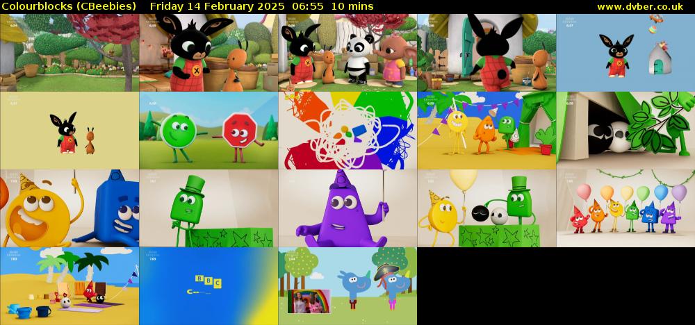 Colourblocks (CBeebies) Friday 14 February 2025 06:55 - 07:05