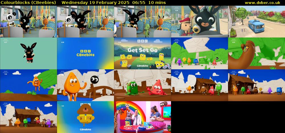 Colourblocks (CBeebies) Wednesday 19 February 2025 06:55 - 07:05