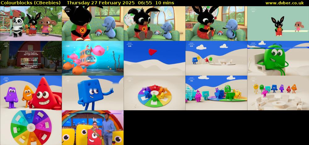 Colourblocks (CBeebies) Thursday 27 February 2025 06:55 - 07:05