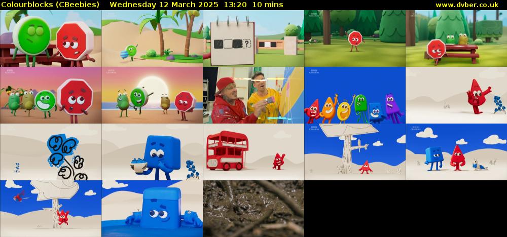 Colourblocks (CBeebies) Wednesday 12 March 2025 13:20 - 13:30