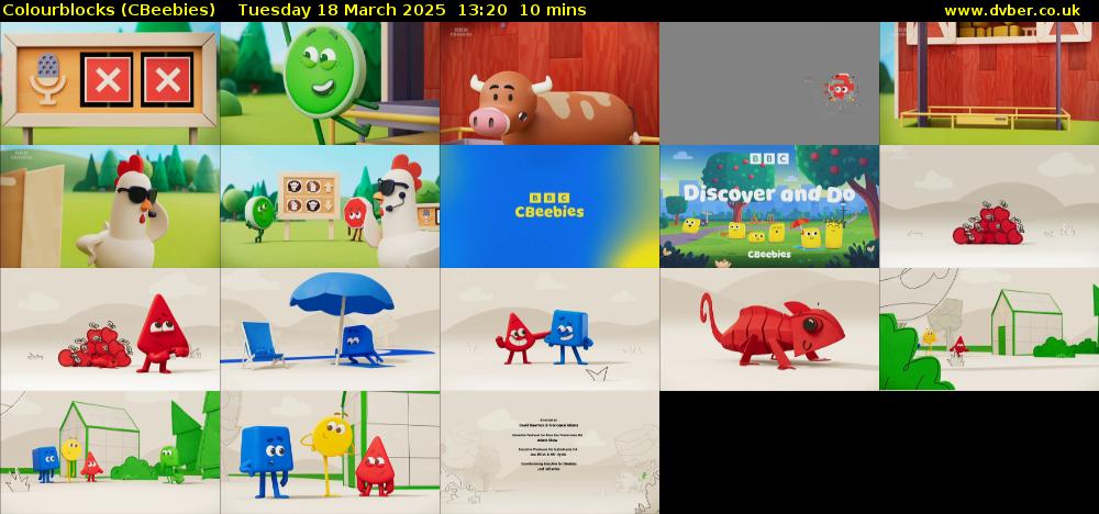 Colourblocks (CBeebies) Tuesday 18 March 2025 13:20 - 13:30