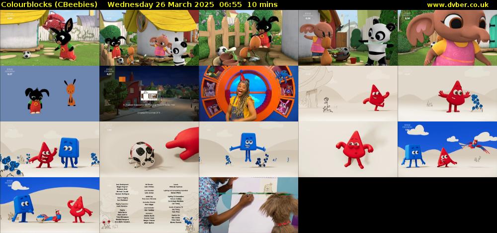 Colourblocks (CBeebies) Wednesday 26 March 2025 06:55 - 07:05