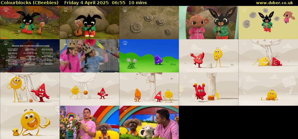 Colourblocks (CBeebies) Friday 4 April 2025 06:55 - 07:05