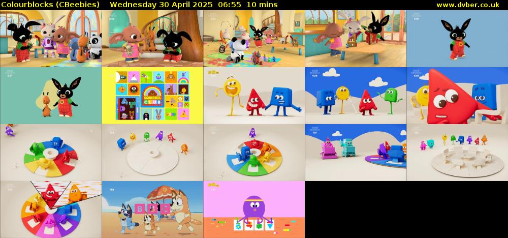 Colourblocks (CBeebies) Wednesday 30 April 2025 06:55 - 07:05