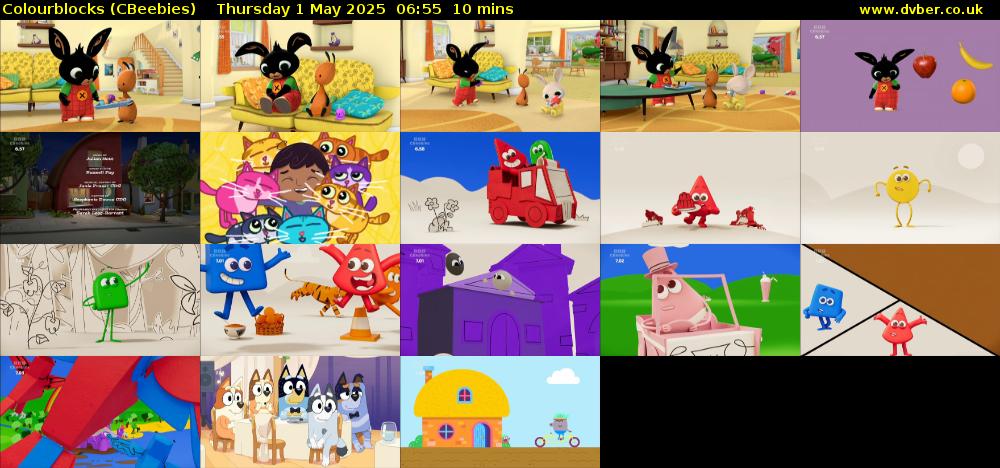 Colourblocks (CBeebies) Thursday 1 May 2025 06:55 - 07:05