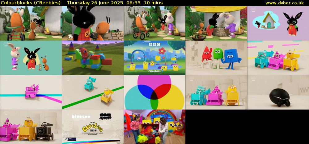 Colourblocks (CBeebies) Thursday 26 June 2025 06:55 - 07:05