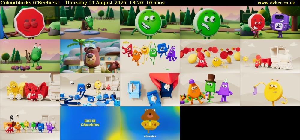 Colourblocks (CBeebies) Thursday 14 August 2025 13:20 - 13:30