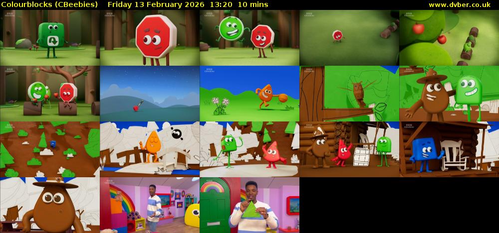Colourblocks (CBeebies) Friday 13 February 2026 13:20 - 13:30