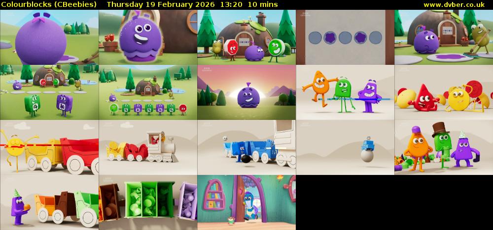 Colourblocks (CBeebies) Thursday 19 February 2026 13:20 - 13:30
