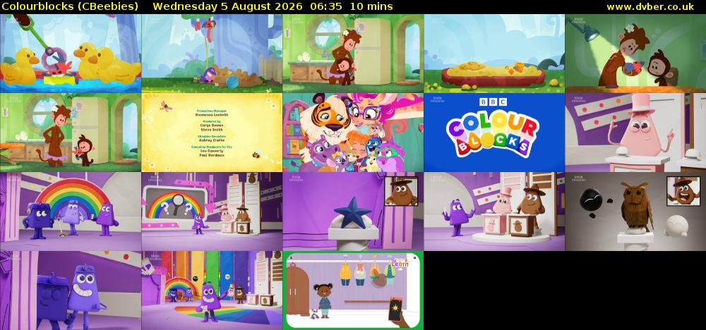 Colourblocks (CBeebies) Wednesday 5 August 2026 06:35 - 06:45