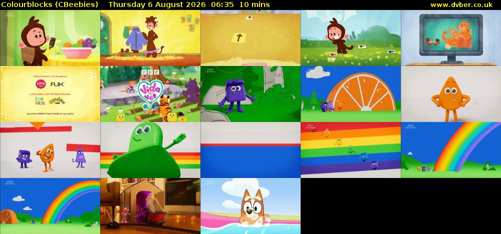 Colourblocks (CBeebies) Thursday 6 August 2026 06:35 - 06:45