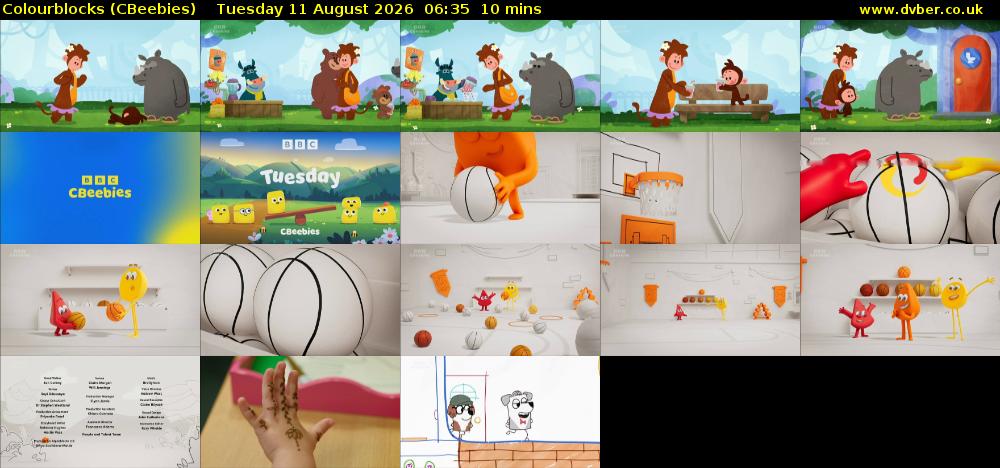 Colourblocks (CBeebies) Tuesday 11 August 2026 06:35 - 06:45