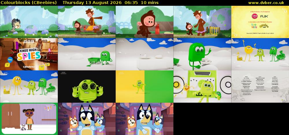 Colourblocks (CBeebies) Thursday 13 August 2026 06:35 - 06:45