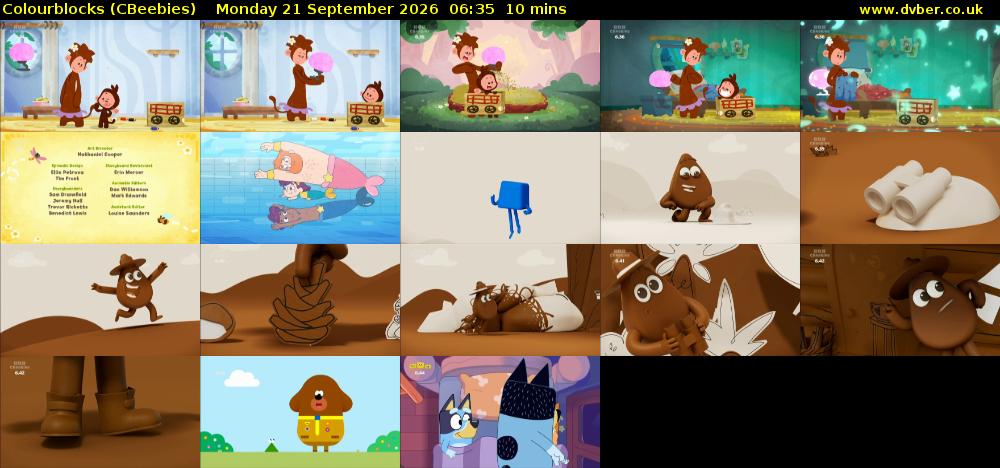 Colourblocks (CBeebies) Monday 21 September 2026 06:35 - 06:45