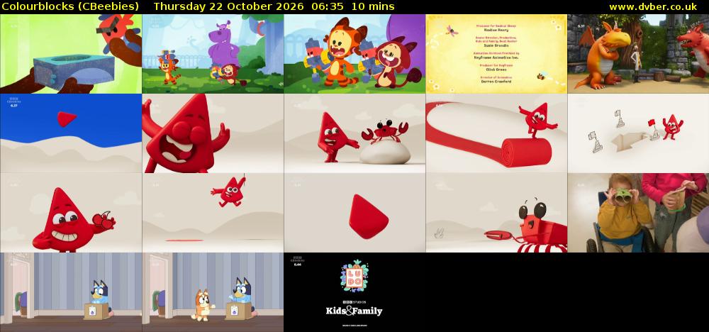 Colourblocks (CBeebies) Thursday 22 October 2026 06:35 - 06:45