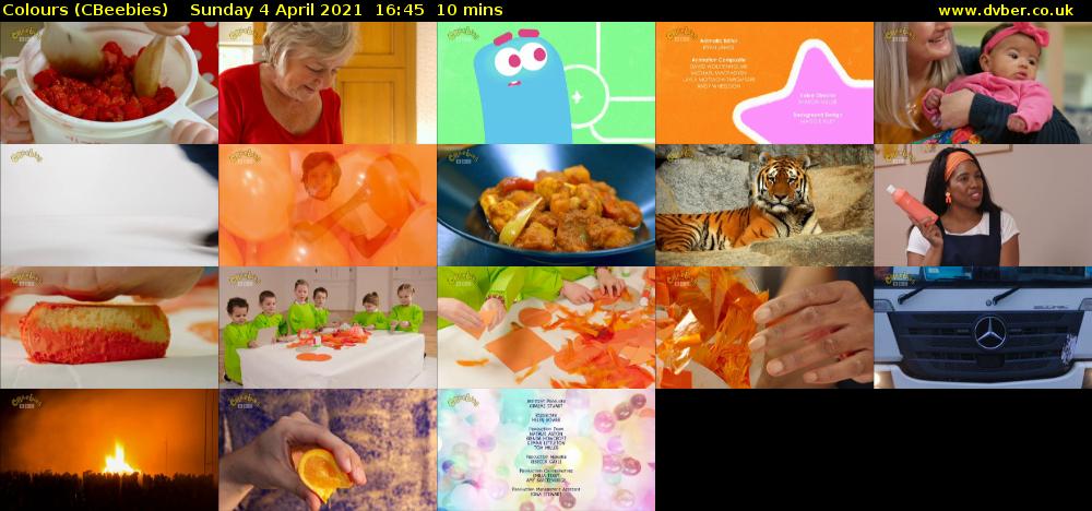 Colours (CBeebies) Sunday 4 April 2021 16:45 - 16:55