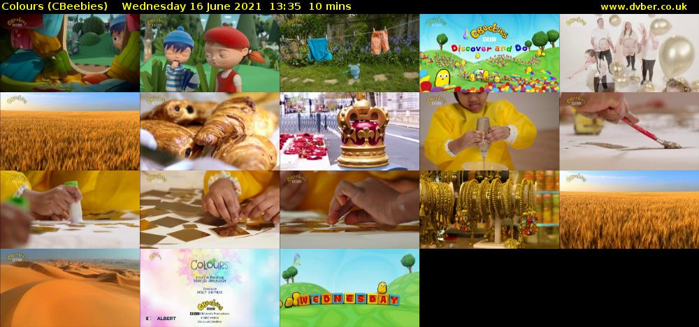 Colours (CBeebies) Wednesday 16 June 2021 13:35 - 13:45