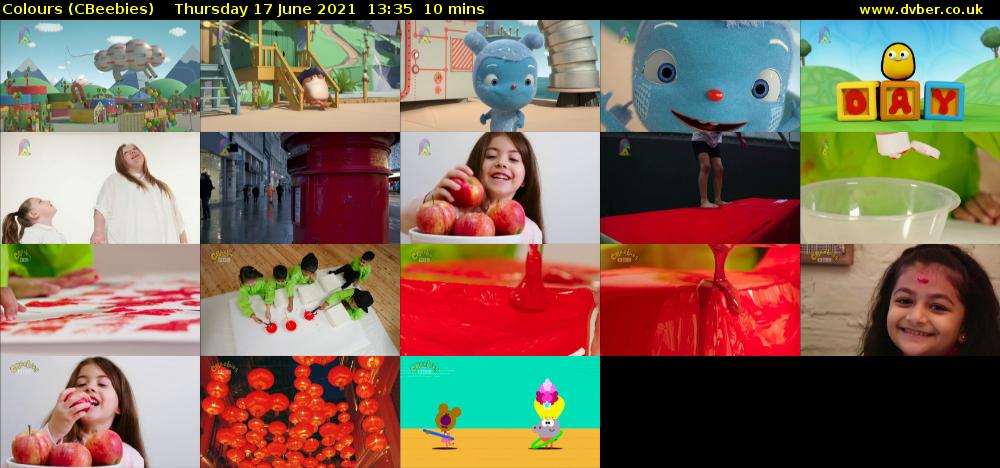 Colours (CBeebies) Thursday 17 June 2021 13:35 - 13:45