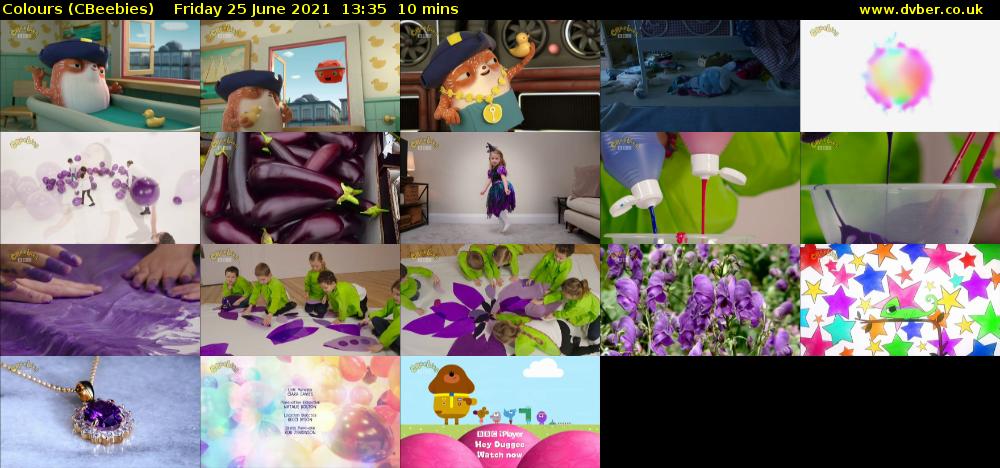 Colours (CBeebies) Friday 25 June 2021 13:35 - 13:45