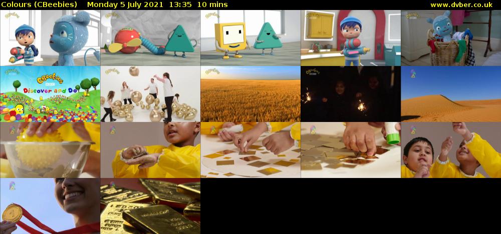 Colours (CBeebies) Monday 5 July 2021 13:35 - 13:45