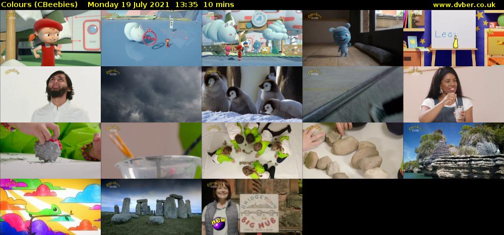 Colours (CBeebies) Monday 19 July 2021 13:35 - 13:45