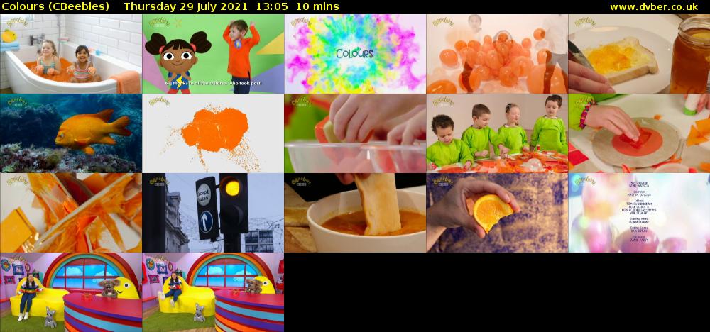 Colours (CBeebies) Thursday 29 July 2021 13:05 - 13:15
