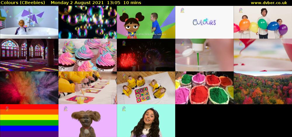 Colours (CBeebies) Monday 2 August 2021 13:05 - 13:15