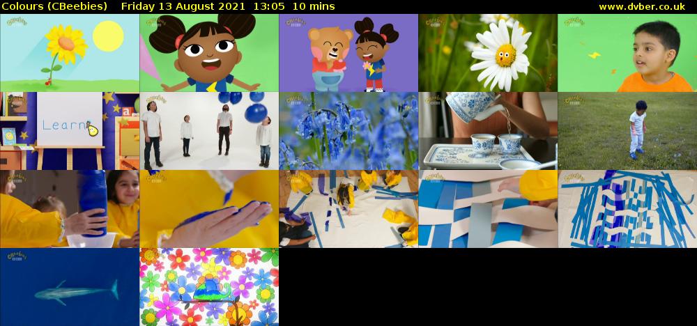 Colours (CBeebies) Friday 13 August 2021 13:05 - 13:15
