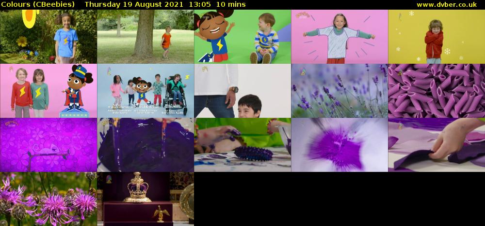 Colours (CBeebies) Thursday 19 August 2021 13:05 - 13:15