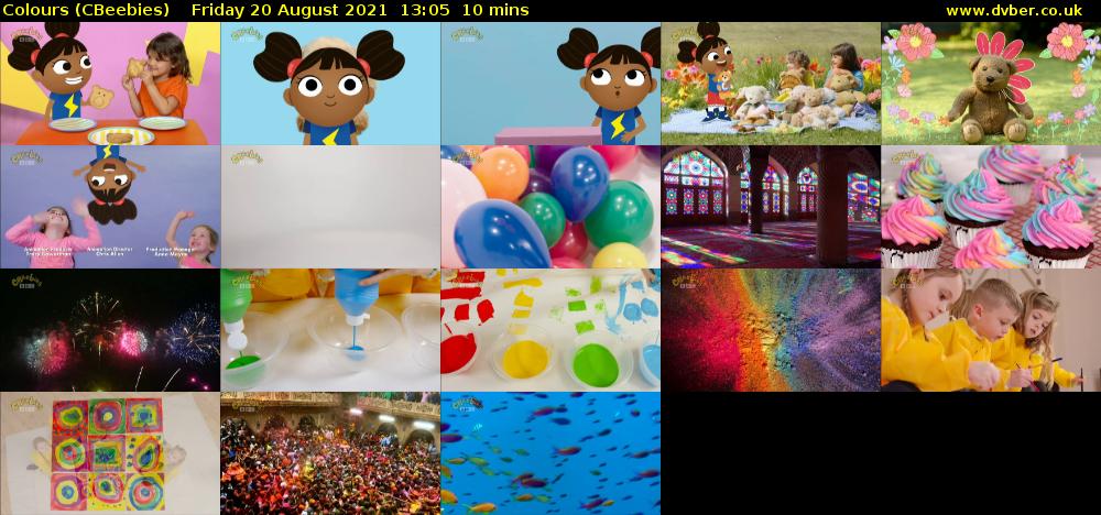 Colours (CBeebies) Friday 20 August 2021 13:05 - 13:15