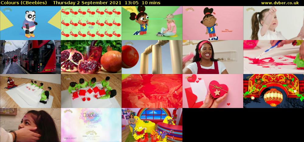 Colours (CBeebies) Thursday 2 September 2021 13:05 - 13:15