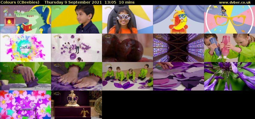 Colours (CBeebies) Thursday 9 September 2021 13:05 - 13:15