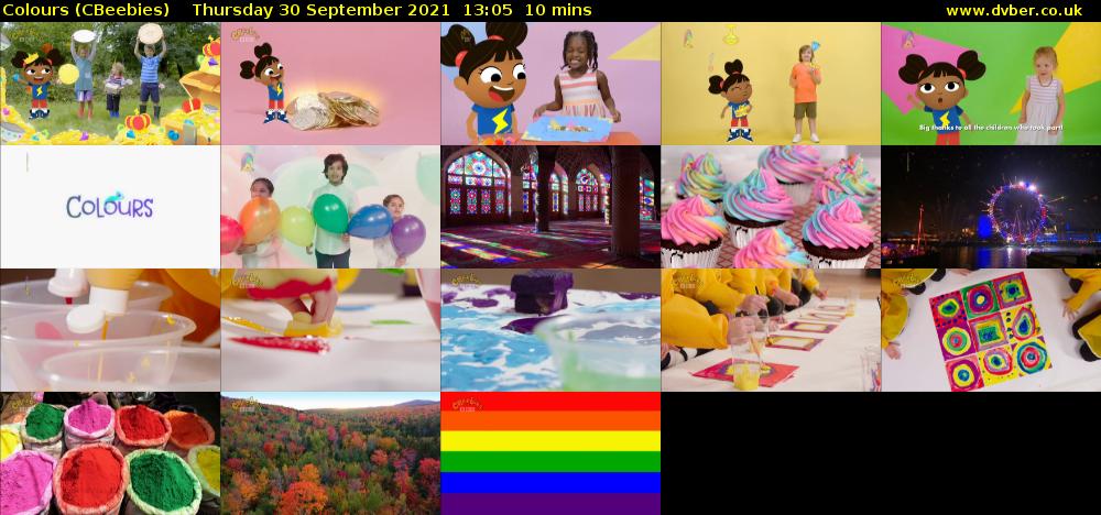 Colours (CBeebies) Thursday 30 September 2021 13:05 - 13:15