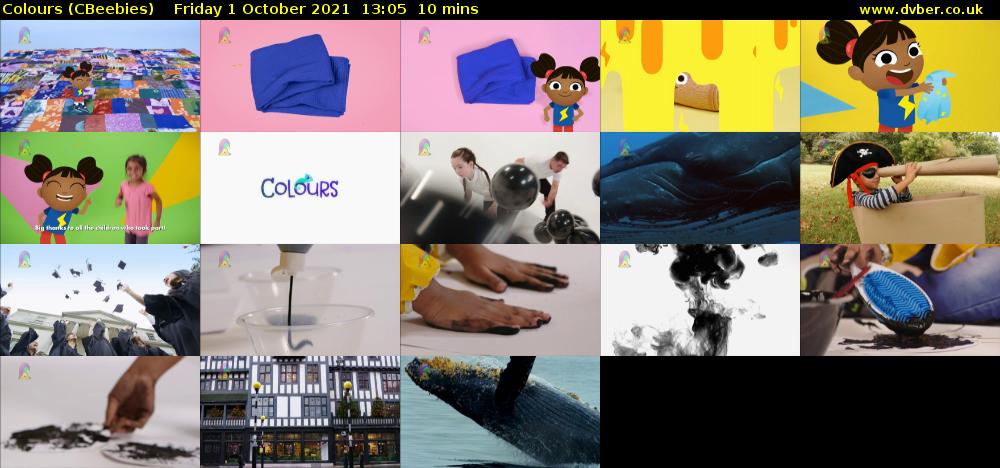Colours (CBeebies) Friday 1 October 2021 13:05 - 13:15