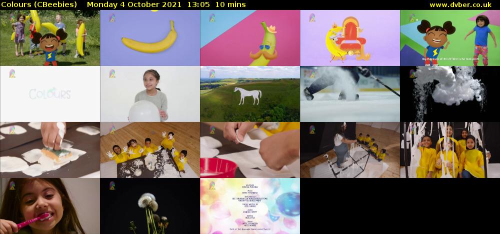 Colours (CBeebies) Monday 4 October 2021 13:05 - 13:15
