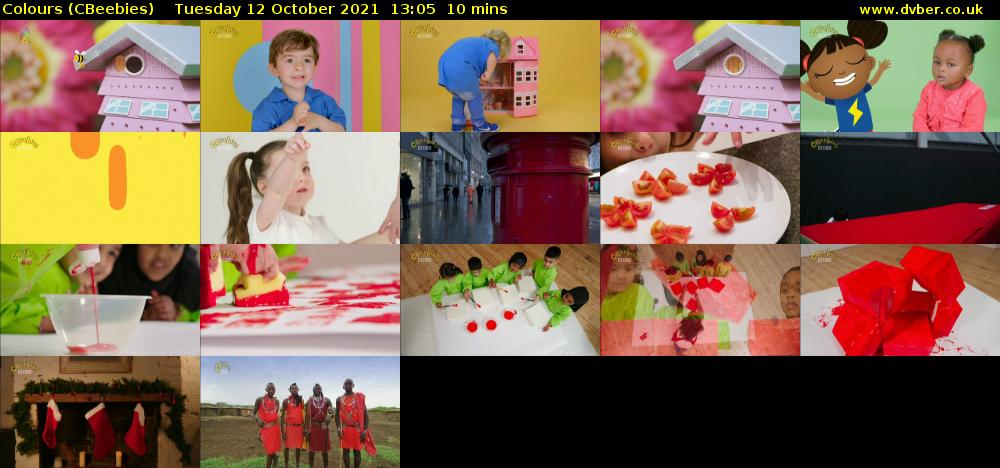 Colours (CBeebies) Tuesday 12 October 2021 13:05 - 13:15
