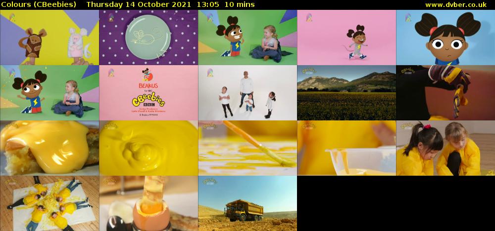 Colours (CBeebies) Thursday 14 October 2021 13:05 - 13:15