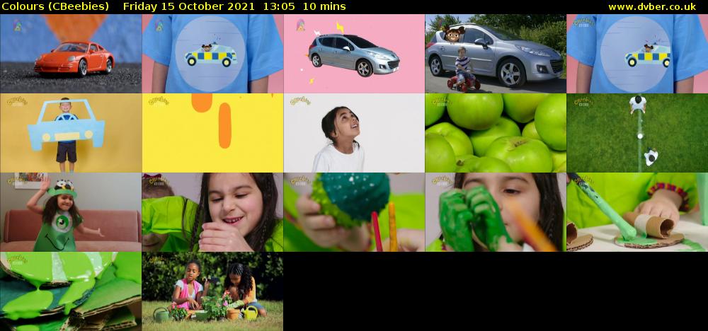 Colours (CBeebies) Friday 15 October 2021 13:05 - 13:15