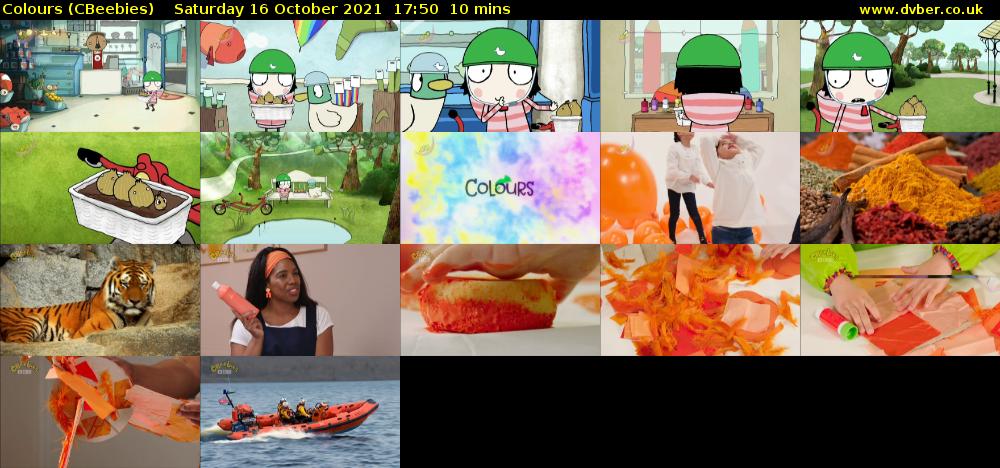Colours (CBeebies) Saturday 16 October 2021 17:50 - 18:00