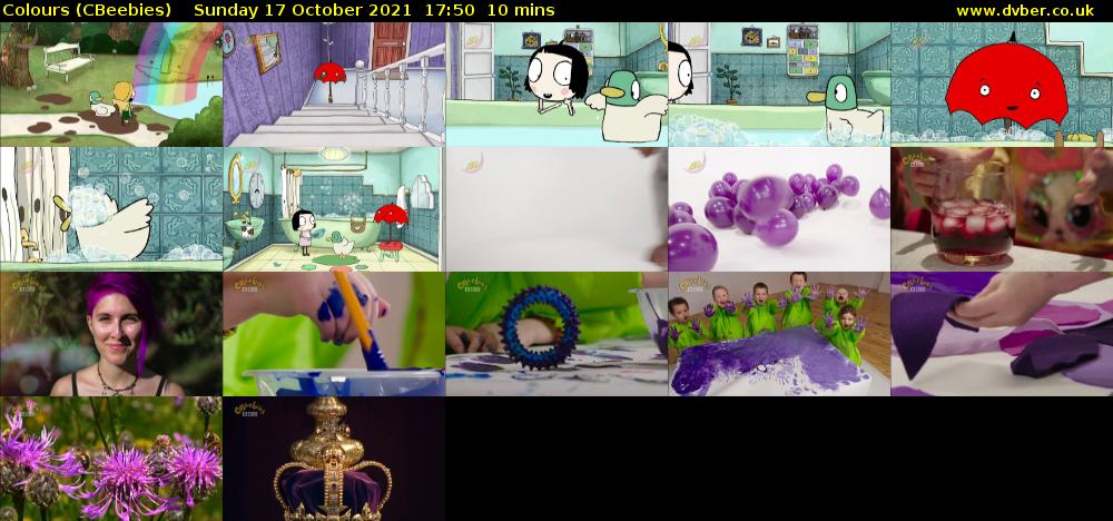 Colours (CBeebies) Sunday 17 October 2021 17:50 - 18:00