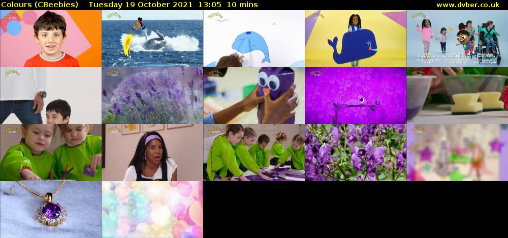 Colours (CBeebies) Tuesday 19 October 2021 13:05 - 13:15