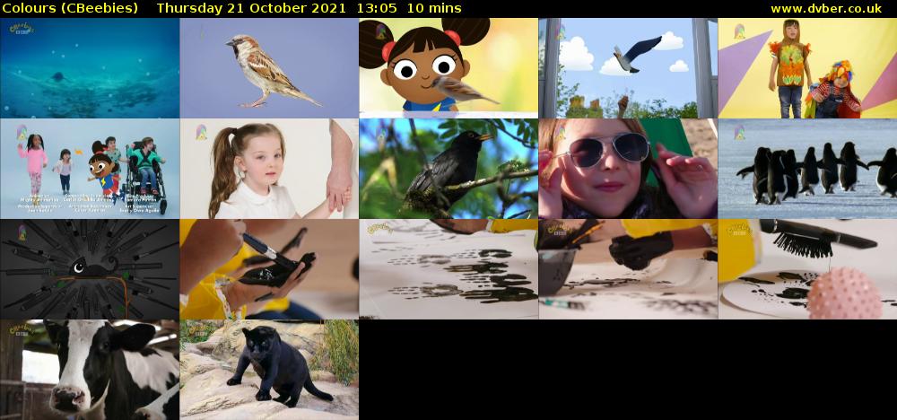 Colours (CBeebies) Thursday 21 October 2021 13:05 - 13:15