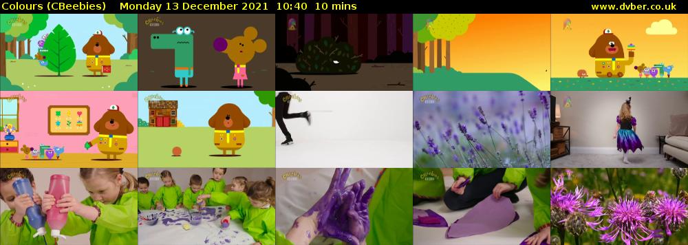 Colours (CBeebies) Monday 13 December 2021 10:40 - 10:50