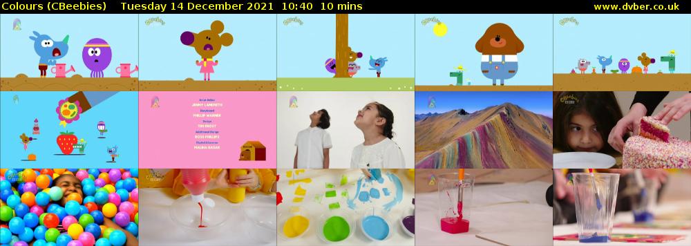 Colours (CBeebies) Tuesday 14 December 2021 10:40 - 10:50