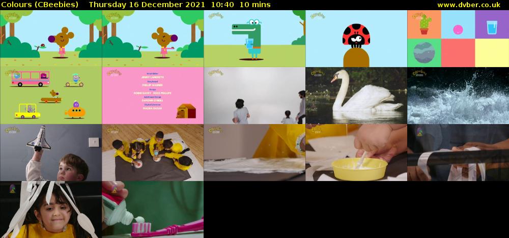 Colours (CBeebies) Thursday 16 December 2021 10:40 - 10:50