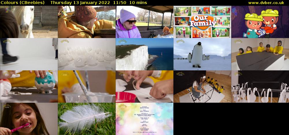 Colours (CBeebies) Thursday 13 January 2022 11:50 - 12:00