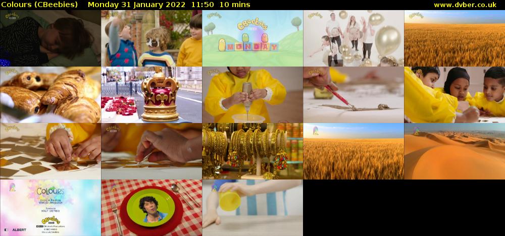 Colours (CBeebies) Monday 31 January 2022 11:50 - 12:00