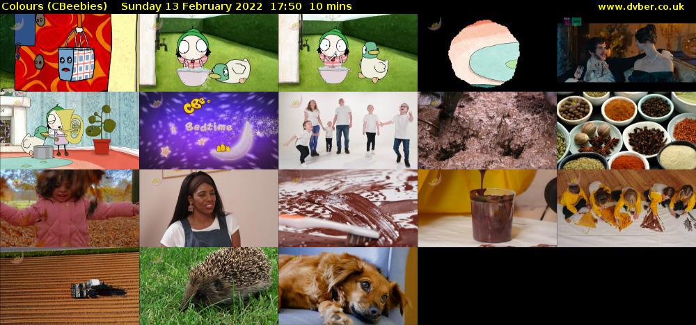 Colours (CBeebies) Sunday 13 February 2022 17:50 - 18:00