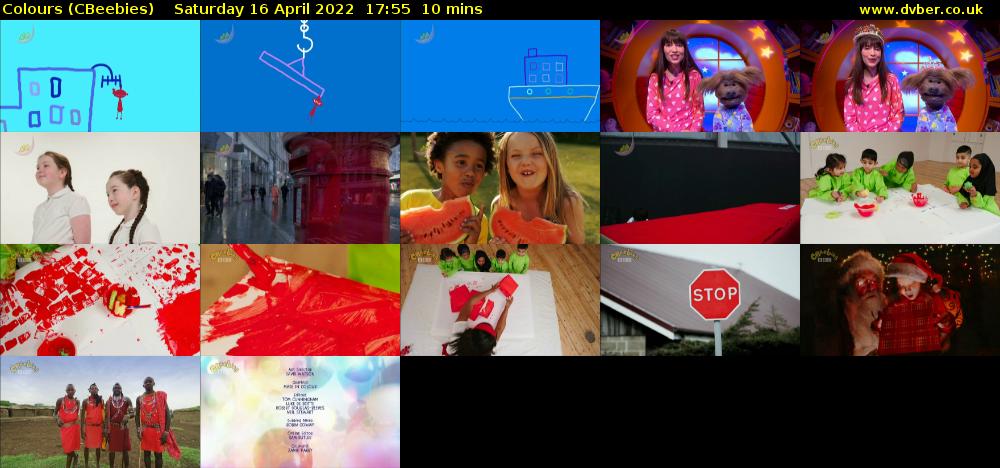 Colours (CBeebies) Saturday 16 April 2022 17:55 - 18:05